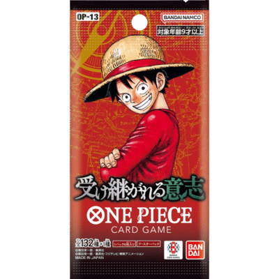 One Piece Card Game OP-13 Booster Pack packaging featuring Luffy – Carrying On His Will Japanese